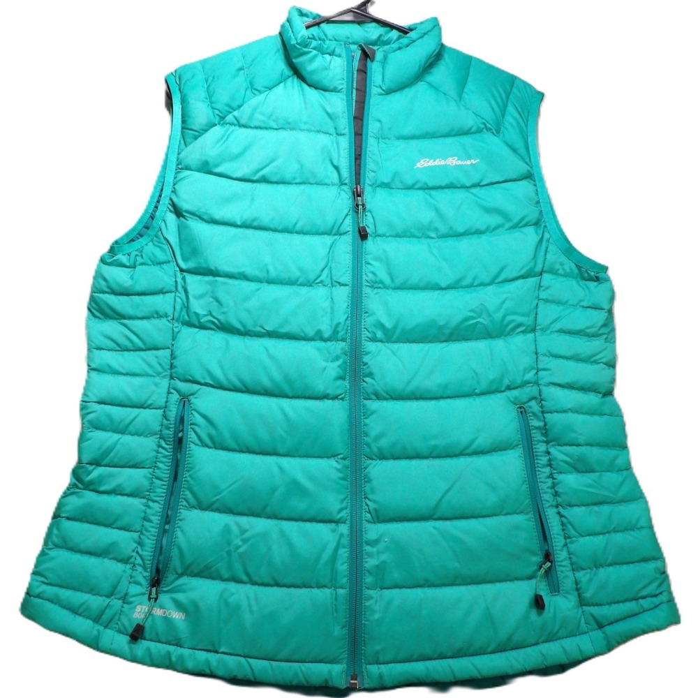 Eddie Bauer Women Vest Large Green Storm Down 800 Goose Down Puffer First Ascent